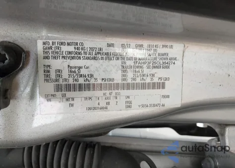 2012 Ford Focus Se from USA, damaged, VIN 1FAHP3F25CL354274